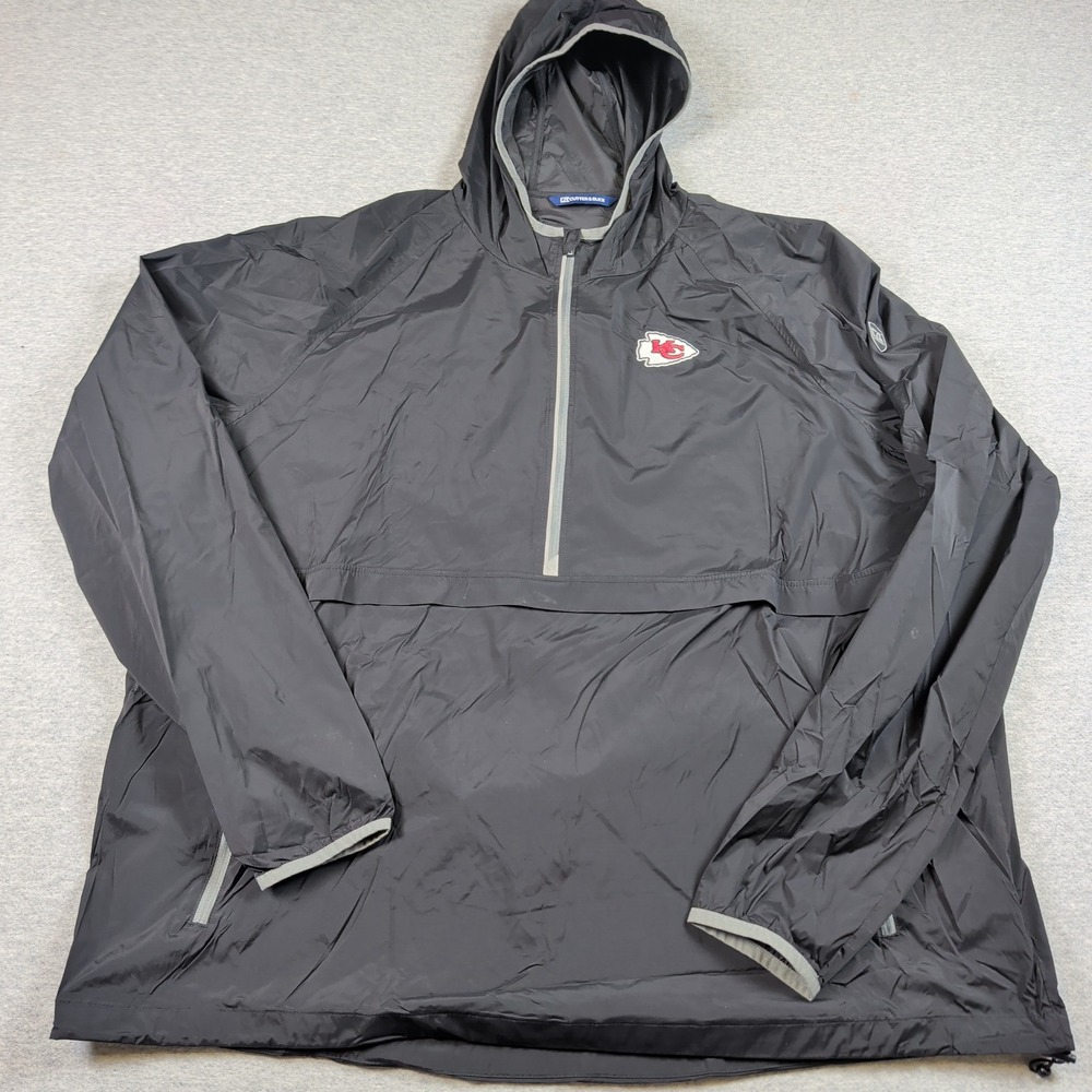 Cutter & Buck Kansas City Chiefs Mens XXL Black Half Zip Windbreaker Jacket